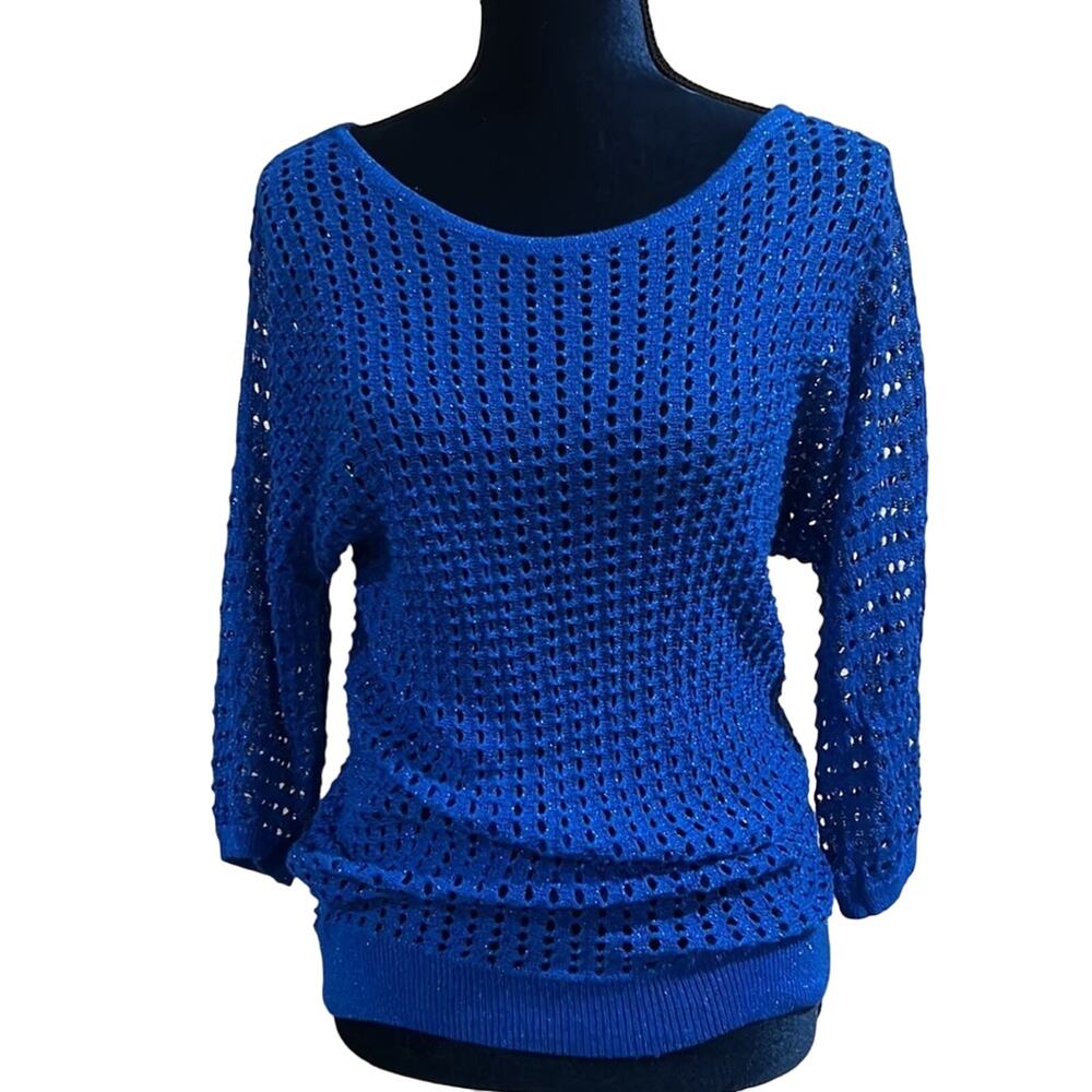 Express Semi Sheer Mid Sleeve Sweater Size Small Royal blue